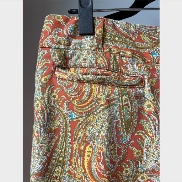 Anthropologie Cartonnier - Orange Paisley Cropped Slim Pants - Size 6 - Picture 7 of 8